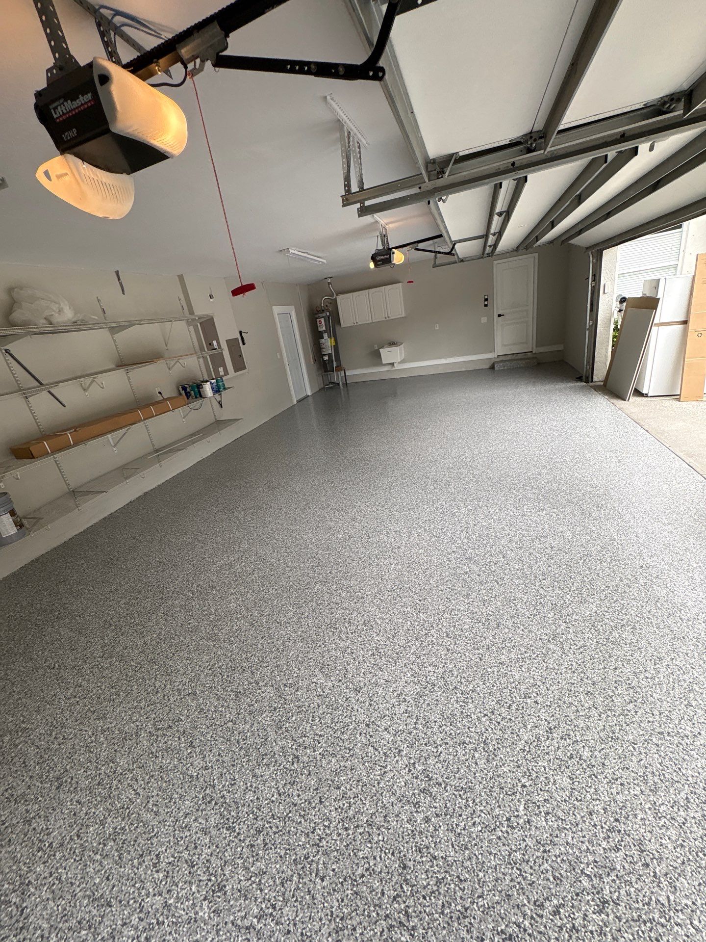 Finished garage floor coating